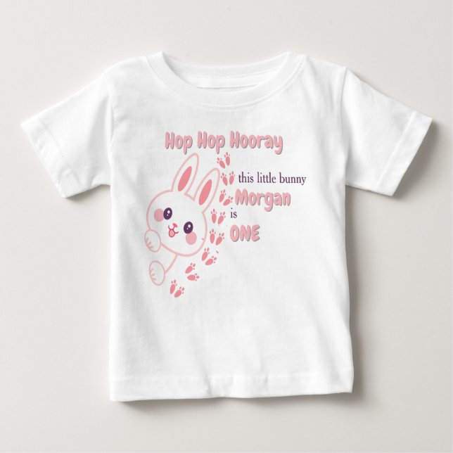 Camiseta De Bebé Conejo Personalizado lindo cumple un Chica primer  (Anverso)