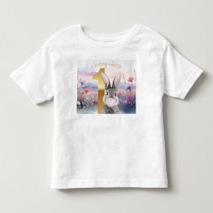Camiseta De Bebé Conejo primer cumpleaños chispa rosa