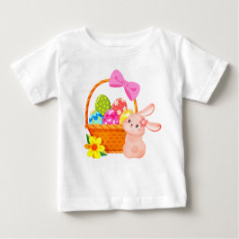 Camiseta De Bebé Conejo sencillo y dulce de la cesta de Pascua