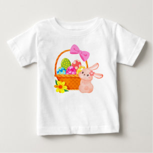 Camiseta De Bebé Conejo sencillo y dulce de la cesta de Pascua