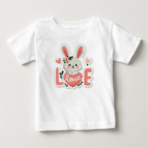 Camiseta De Bebé Conejo sosteniendo corazón