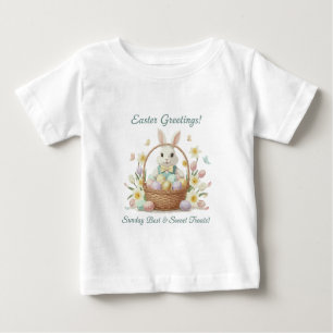 Camiseta De Bebé "Conejo y Canasta de Felicitaciones de Pascua Aqua