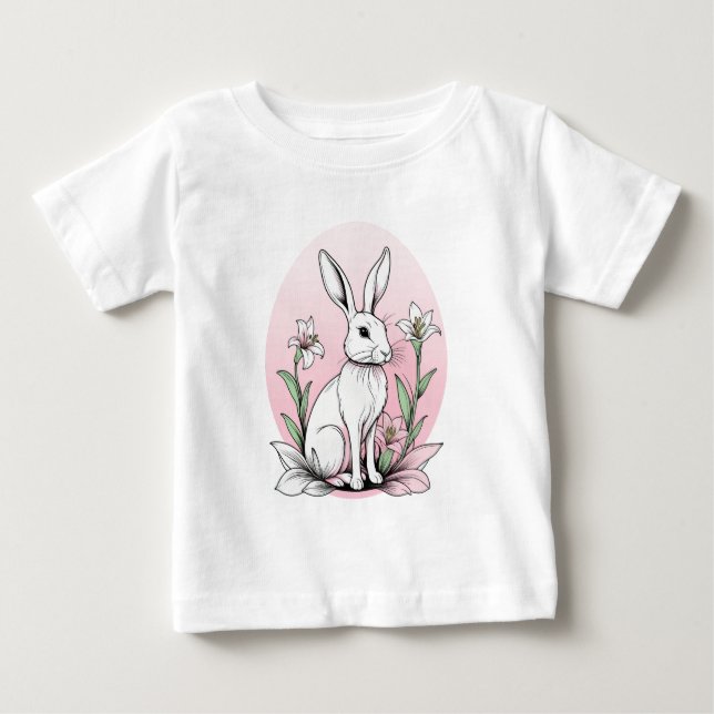 Camiseta De Bebé Conejo y Lilies (Anverso)