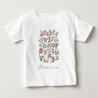 Camiseta De Bebé Conejos del alfabeto, mariposas, hadas y flores