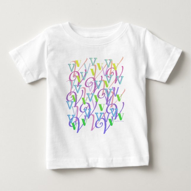 Camiseta De Bebé Confeti de Letras "V" (Anverso)