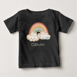 Camiseta De Bebé Conjunto de arcoíris y nubes lindas personalizadas