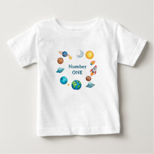 Camiseta De Bebé Conjunto de ilustraciones de círculo espacial con