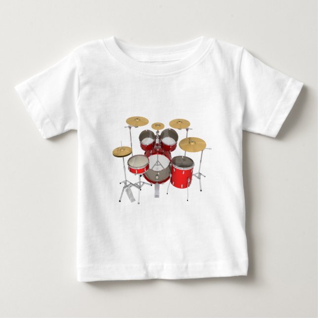 Camiseta De Bebé Conjunto de tambores rojo: (Anverso)