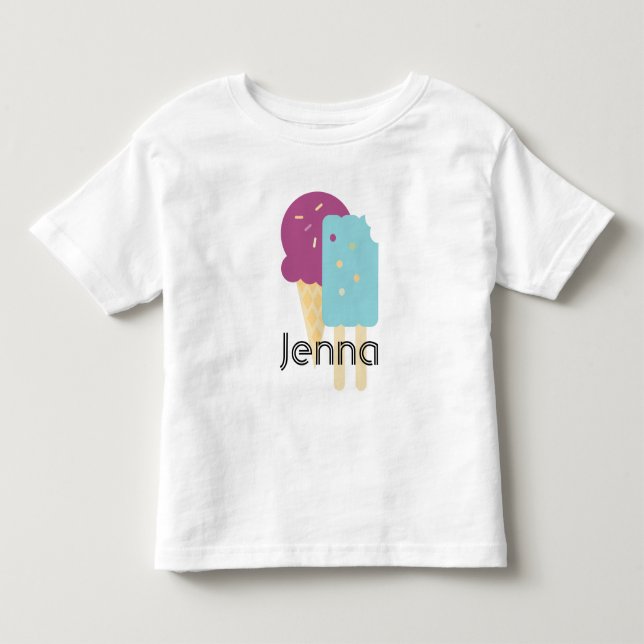 Camiseta De Bebé Cono de helado Cumpleaños Fiesta de verano Nombre  (Anverso)