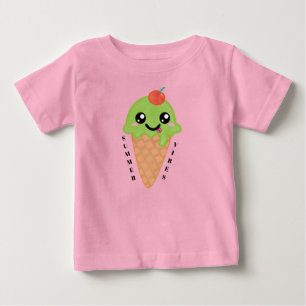 Camiseta De Bebé Cono de helado de menta Kawaii con cereza encima