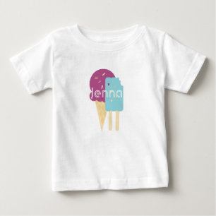 Camiseta De Bebé Cono de helado niño personalizado nombre