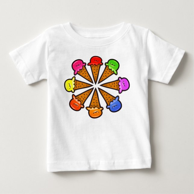 Camiseta De Bebé Conos de helado multicolor No. 3 (Anverso)