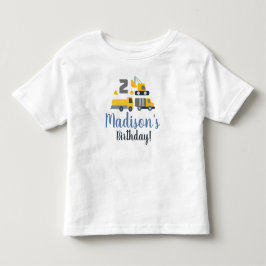 Camiseta De Bebé Construcción Cumpleaños Dos Vehículo Nombre Fiesta