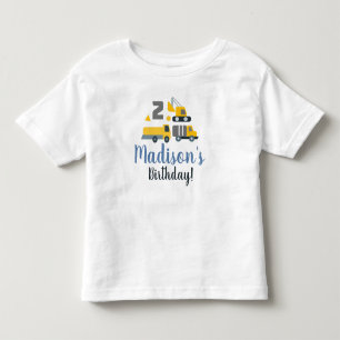 Camiseta De Bebé Construcción Cumpleaños Dos Vehículo Nombre Fiesta