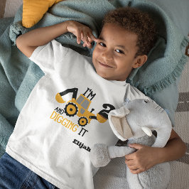 Camiseta De Bebé Construcción Feliz Cumpleaños Excavando Edad Nombr