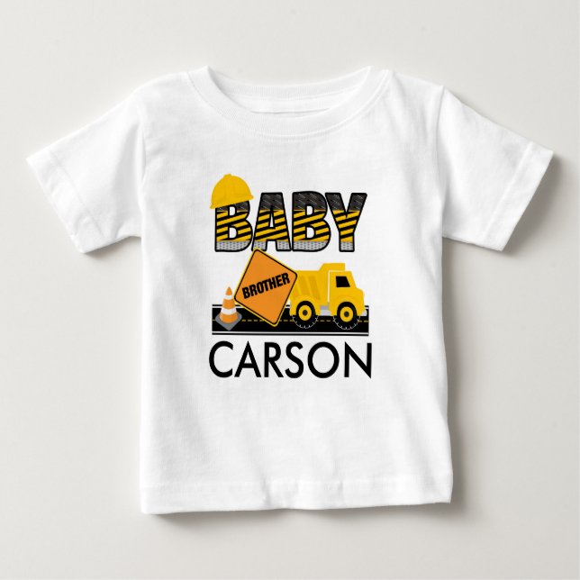 Camiseta De Bebé Construction Baby Brother Shirt | Sibling Shirt (Anverso)