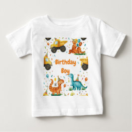 Camiseta De Bebé Construction Dinosaur Birthday Boy Personalized