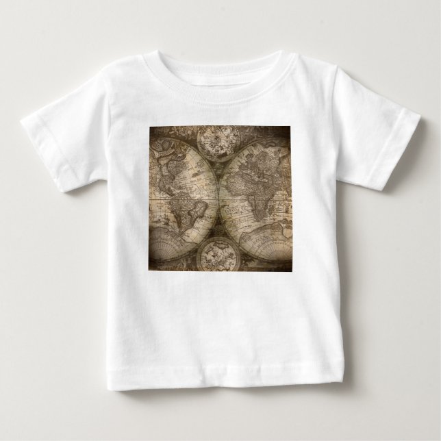 Camiseta De Bebé Continentes del mapa del viejo mundo histórico ant (Anverso)