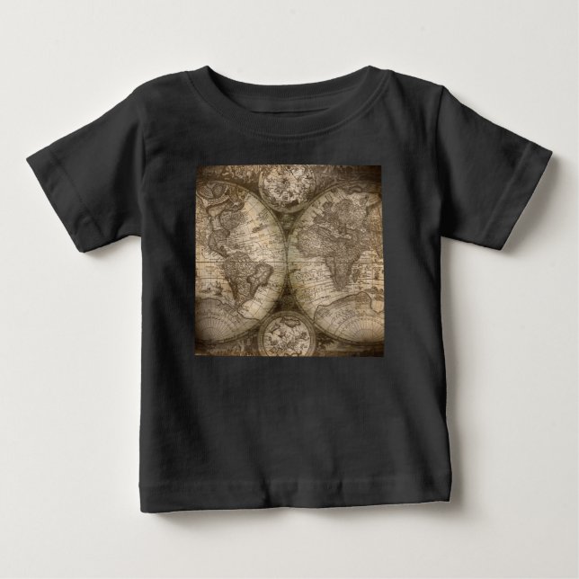 Camiseta De Bebé Continentes del mapa del viejo mundo histórico ant (Anverso)
