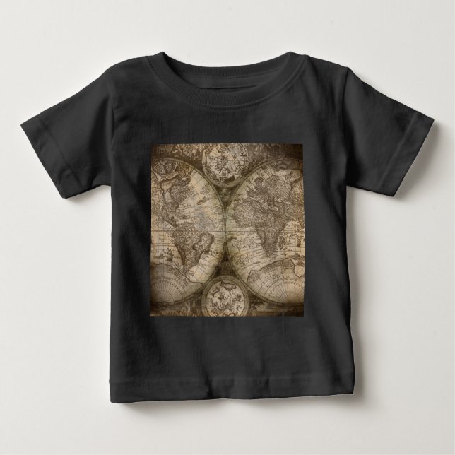 Camiseta De Bebé Continentes del mapa del viejo mundo histórico ant (Anverso)