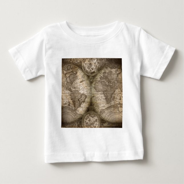 Camiseta De Bebé Continentes del mapa del viejo mundo histórico ant (Anverso)