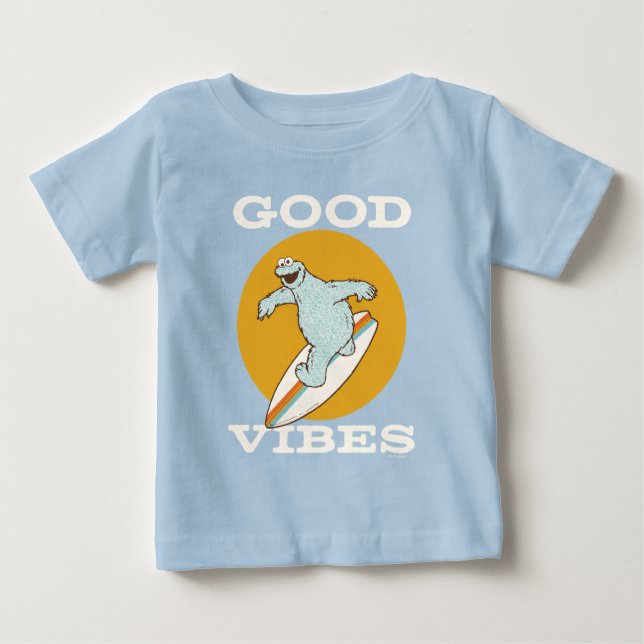 Camiseta De Bebé Cookie Monster Good Vibes (Anverso)