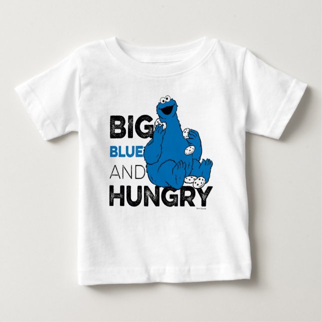 Camiseta De Bebé Cookie Monster | Gran Azul y Hambre (Anverso)