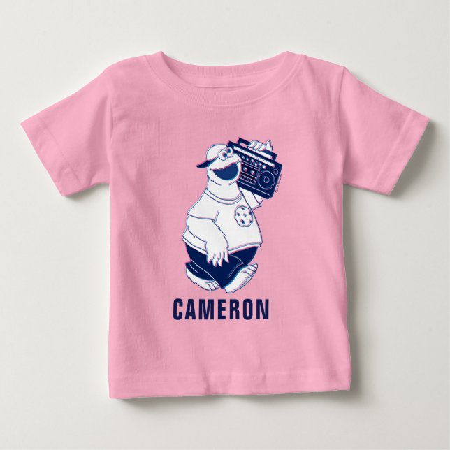 Camiseta De Bebé Cookie Monster | Interferencia con la caja de boom (Anverso)