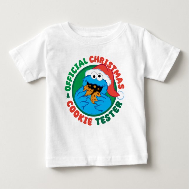 Camiseta De Bebé Cookie Monster | Navidades oficiales Cookie Tester (Anverso)