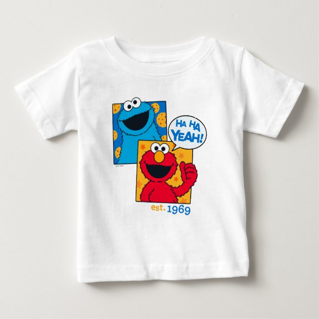 Camiseta De Bebé Cookie Monster y Elmo | Ha Ha Yeah (Anverso)