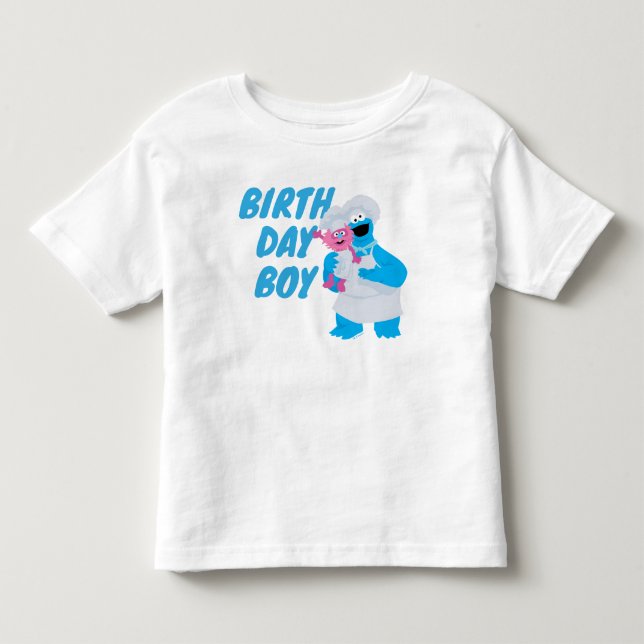 Camiseta De Bebé Cookie Monster y Gonger Birday Boy (Anverso)