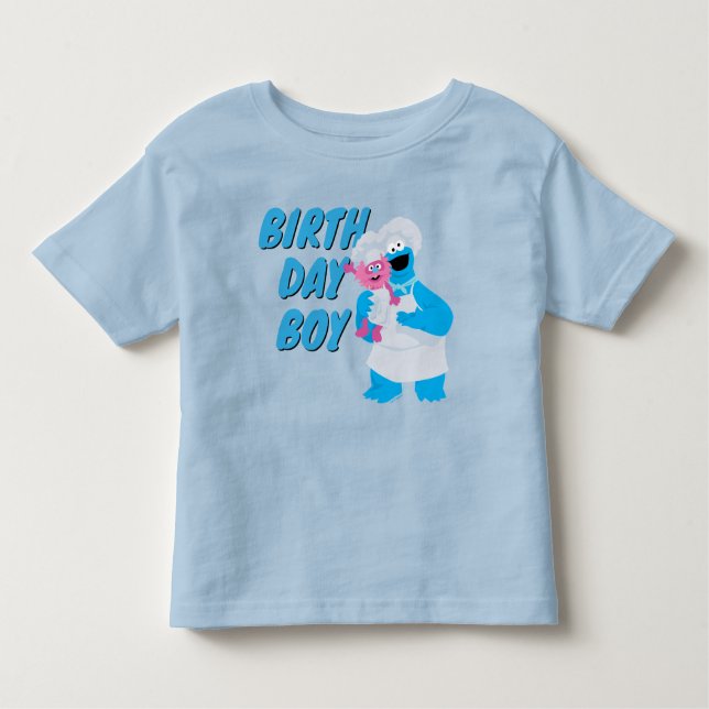 Camiseta De Bebé Cookie Monster y Gonger Cumpleañero (Anverso)