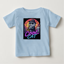 Camiseta De Bebé Cool Cat Saxophone – Retro Neon 90s Jazz Cat Desig