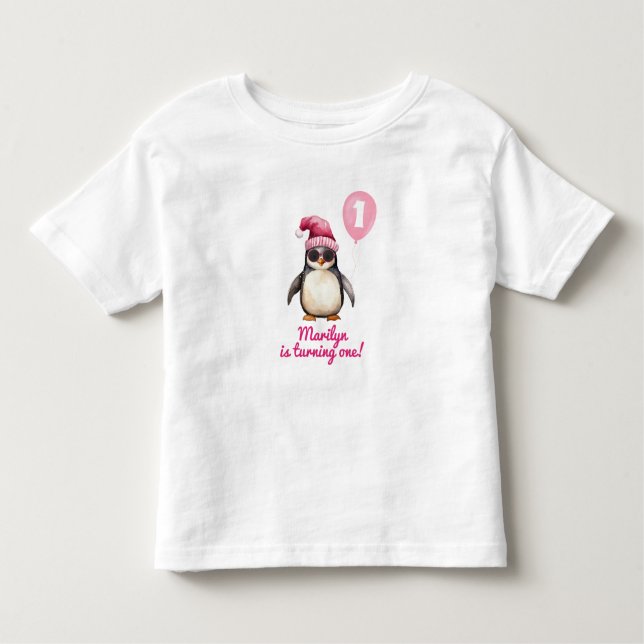 Camiseta De Bebé Cool Pink Winter Penguin (Anverso)