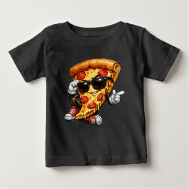 Camiseta De Bebé Cool Pizza Slice Mascot with Sunglasses Art