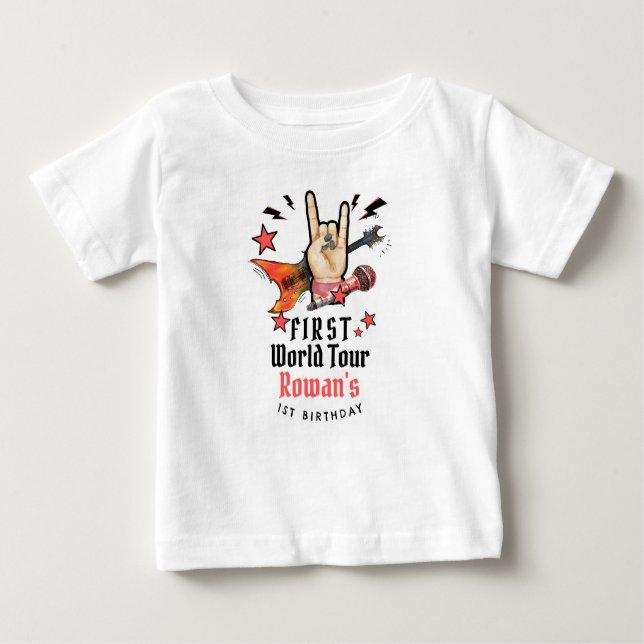 Camiseta De Bebé Cool Punk Rockstar First Birthday  (Anverso)