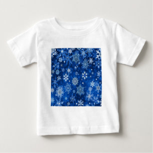 Camiseta De Bebé Copo de Nieve de Navidad Azul y Plateado