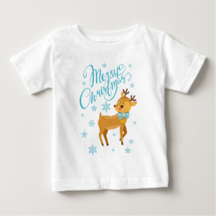 Camiseta De Bebé Copos de Nieve de Invierno Feliz Navidad Ciervo   