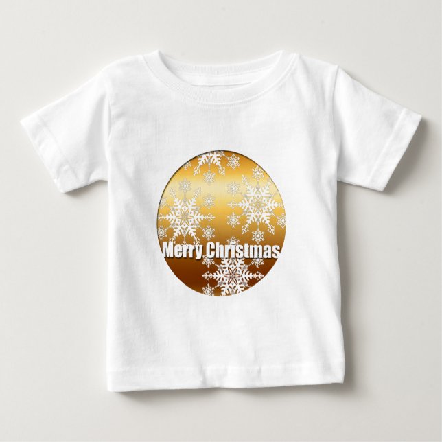 Camiseta De Bebé Copos de nieve dorados navideños - (Anverso)