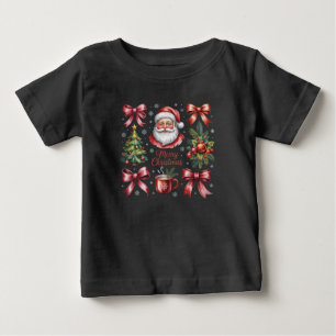 Camiseta De Bebé Coqueta Navidad Roja Retro Navideña Fiesta