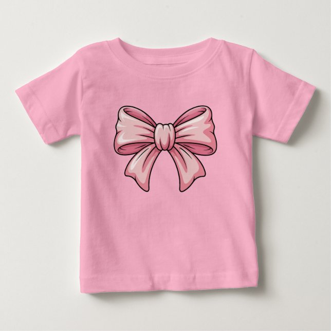 Camiseta de bebé Coquette con lazo rosa lindo (Anverso)