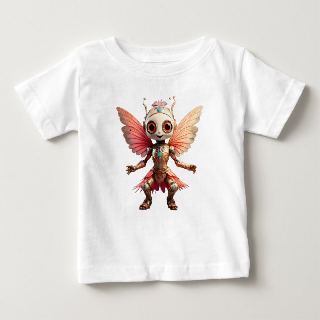 Camiseta De Bebé Coral Gold Cute Dancing Robot Pixie (Anverso)