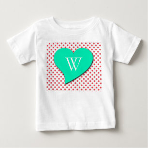 Camiseta De Bebé Coral Pink Polka Dots-Monogram by Shirley Taylor