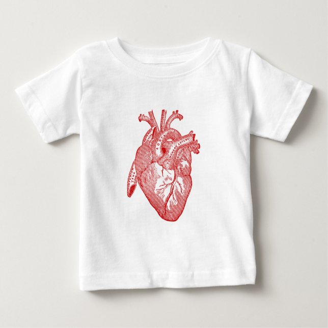 Camiseta De Bebé Corazón Anatómico de la Antigüedad Roja (Anverso)