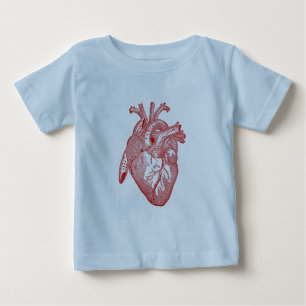 Camiseta De Bebé Corazón Anatómico de la Antigüedad Roja