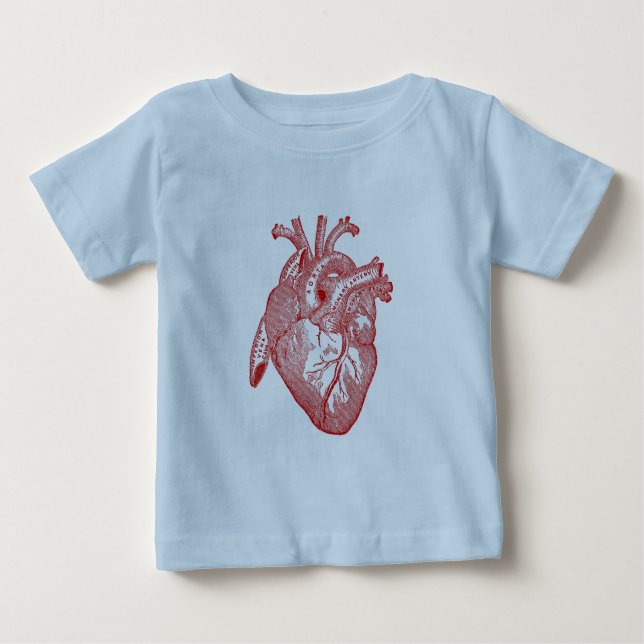 Camiseta De Bebé Corazón Anatómico de la Antigüedad Roja (Anverso)