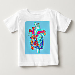 Camiseta De Bebé Corazón anatómico dibujado a mano de neón