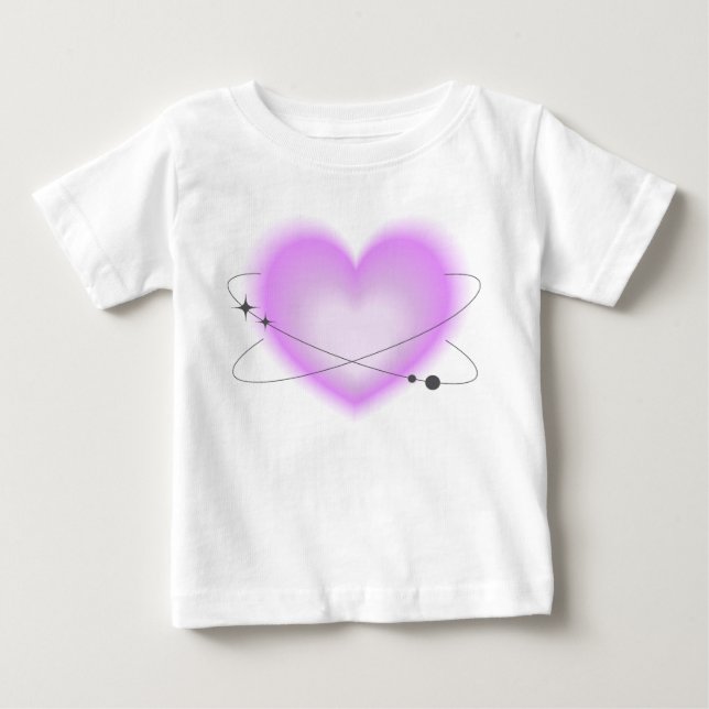 Camiseta De Bebé Corazón Atómico Rosa Retro (Anverso)