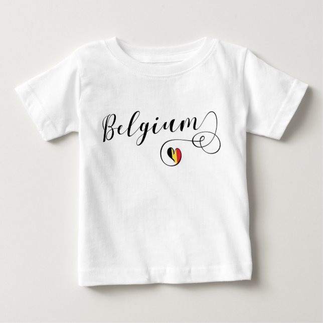 Camiseta De Bebé Corazón Bélgica, Bandera Belga (Anverso)