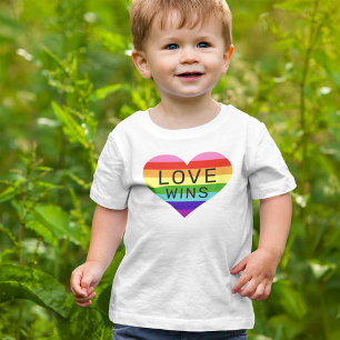 Camiseta De Bebé Corazón Blanco de Arcoíris de Amor Gana